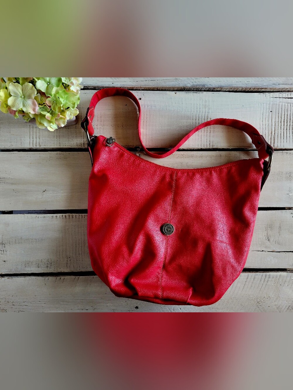 1887 Capezio Red Leather Shoulder Hobo Vintage